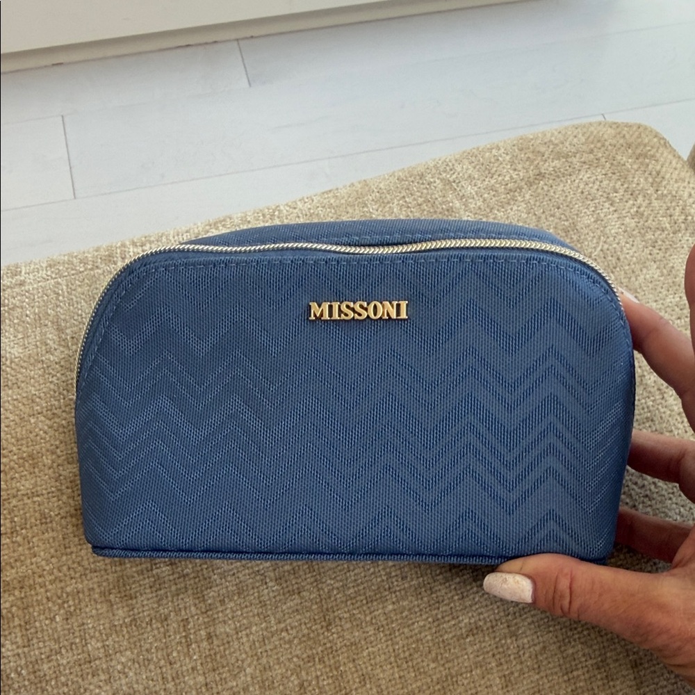 Missoni Blue Chevron Zip Cosmetic Case